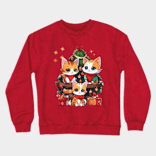 Cute Christmas Cat Crewneck Sweatshirt